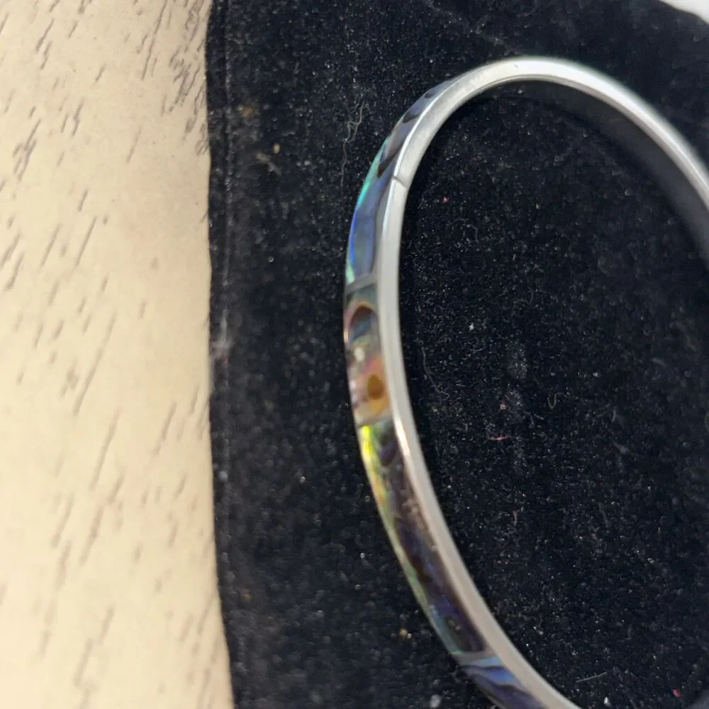 Abalone Shell Stainless Steel Bracelet Bangle 2.5”W, 1/4”T